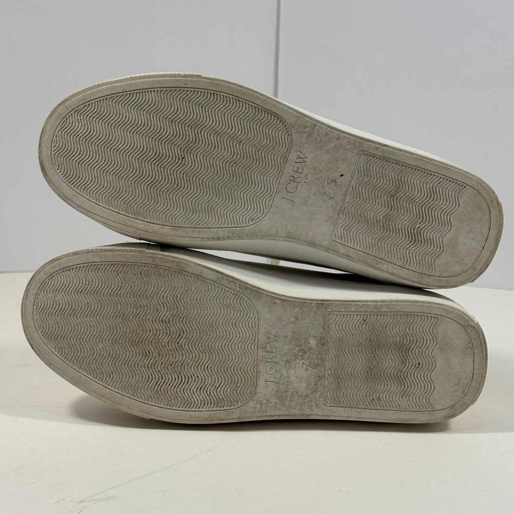 J.Crew White Leather Low Top Sneakers Women's size 7‎ Minimalist Lace-Up Shoes - Picture 12 of 13